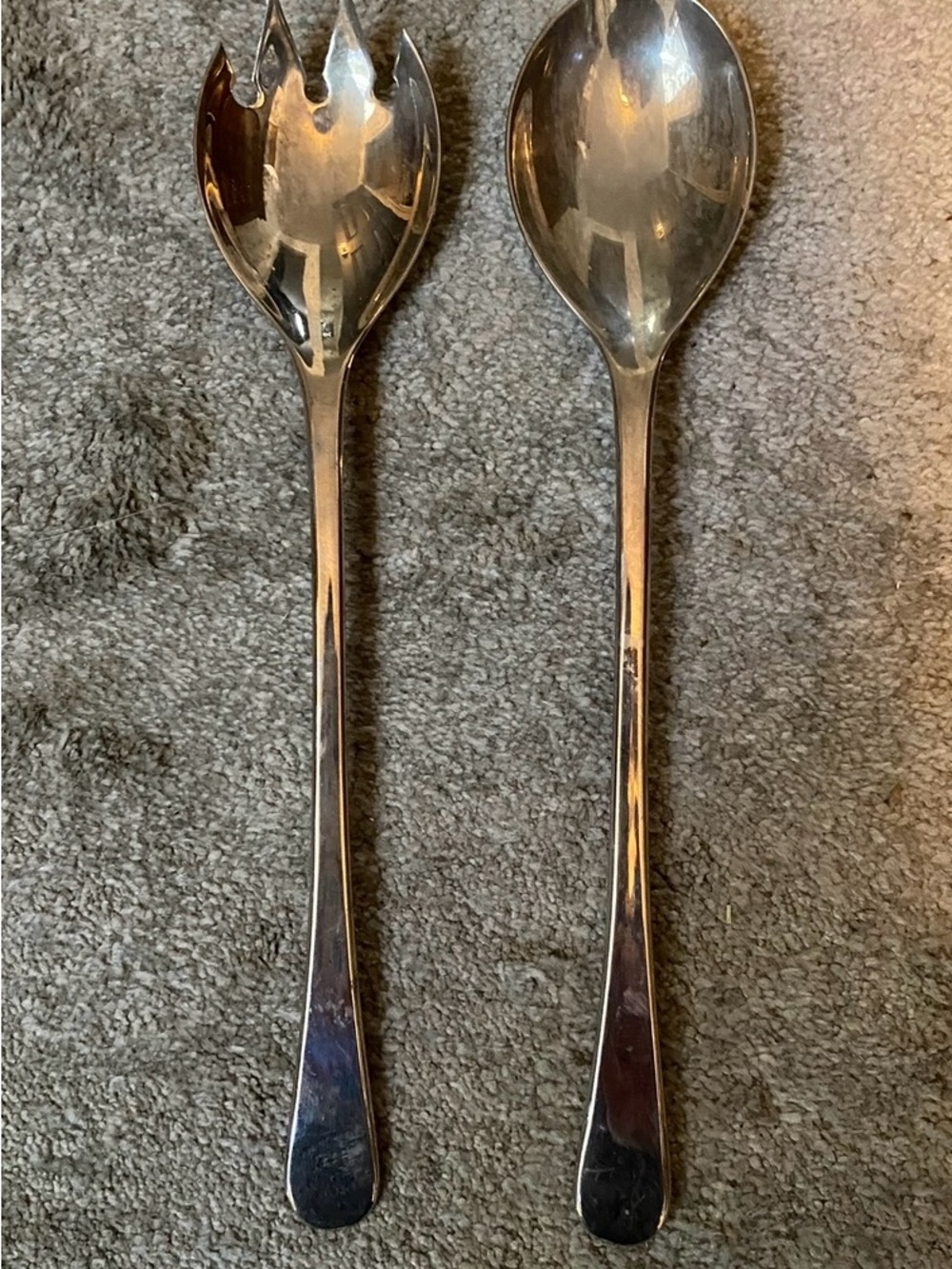 Vintage Italy Silver Plated Serving Spoon and Fork Set 9”